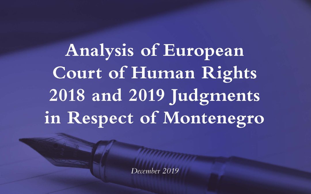 Analysis of judgments of the ECHR 2018 and 2019 against Montenegro